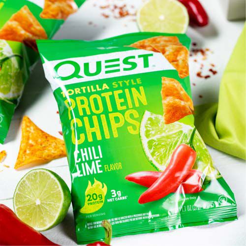 Tortilla Style Protein Chips - Chili Lime (8 Bags)